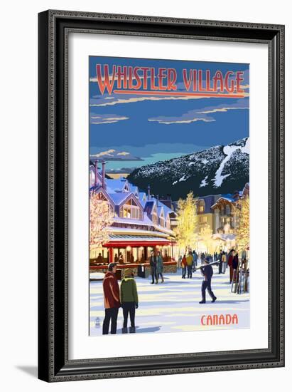 Village Scene - Whistler, Canada-Lantern Press-Framed Art Print