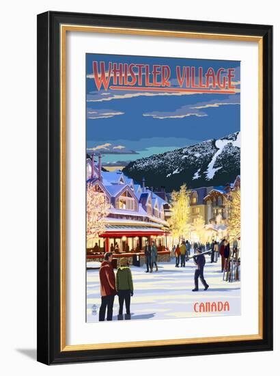 Village Scene - Whistler, Canada-Lantern Press-Framed Art Print