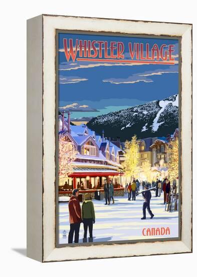 Village Scene - Whistler, Canada-Lantern Press-Framed Stretched Canvas