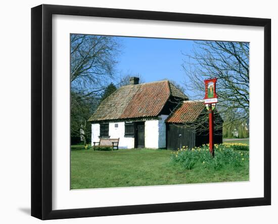 Village Sign and Smithy, Thriplow, Cambridgeshire-Peter Thompson-Framed Photographic Print