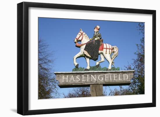 Village Sign, Haslingfield, Cambridgeshire-Peter Thompson-Framed Photographic Print