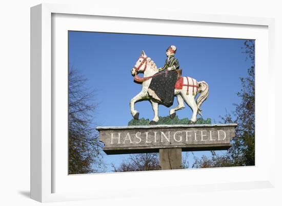 Village Sign, Haslingfield, Cambridgeshire-Peter Thompson-Framed Photographic Print