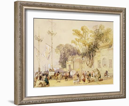 Village Square in the Bay of Hong Kong, Plate 5 from "Sketches of China"-Auguste Borget-Framed Giclee Print