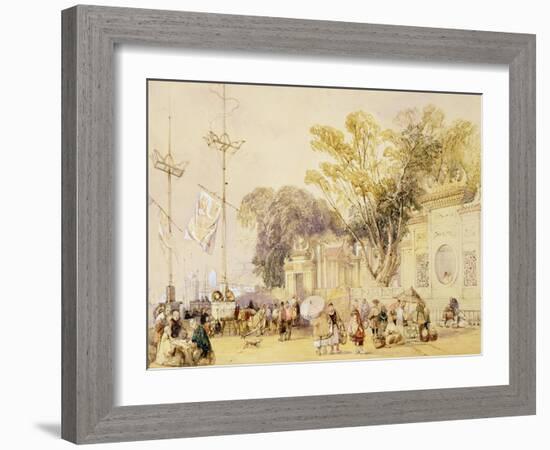 Village Square in the Bay of Hong Kong, Plate 5 from "Sketches of China"-Auguste Borget-Framed Giclee Print