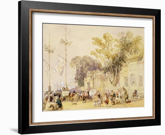 Village Square in the Bay of Hong Kong, Plate 5 from "Sketches of China"-Auguste Borget-Framed Giclee Print