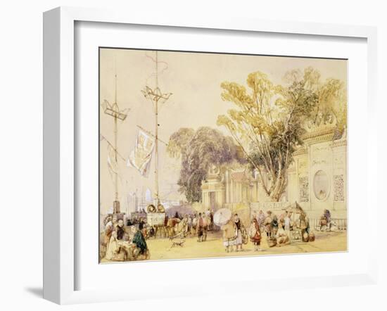 Village Square in the Bay of Hong Kong, Plate 5 from "Sketches of China"-Auguste Borget-Framed Giclee Print