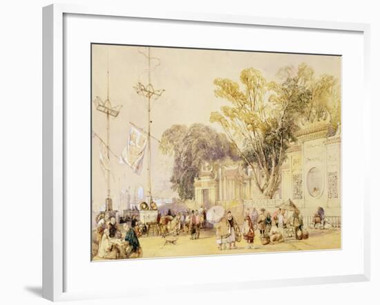 Village Square in the Bay of Hong Kong, Plate 5 from "Sketches of China"-Auguste Borget-Framed Giclee Print