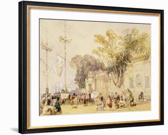 Village Square in the Bay of Hong Kong, Plate 5 from "Sketches of China"-Auguste Borget-Framed Giclee Print