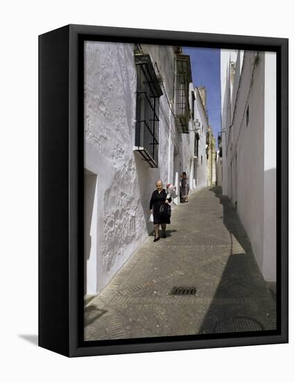Village Street, Arcos De La Frontera, Cadiz, Andalucia, Spain-Michael Busselle-Framed Premier Image Canvas