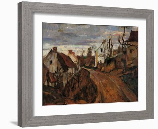 Village Street in Auvers-Paul Cézanne-Framed Giclee Print