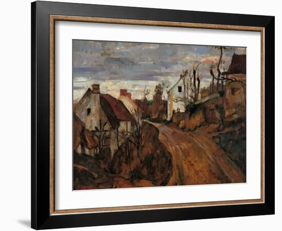Village Street in Auvers-Paul Cézanne-Framed Giclee Print