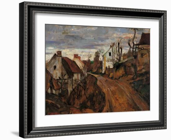 Village Street in Auvers-Paul Cézanne-Framed Giclee Print