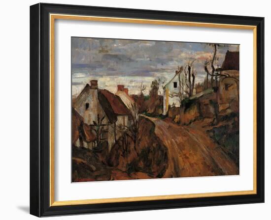 Village Street in Auvers-Paul Cézanne-Framed Giclee Print