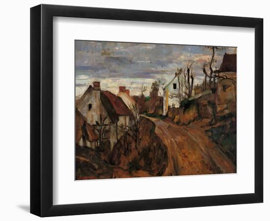 Village Street in Auvers-Paul Cézanne-Framed Giclee Print