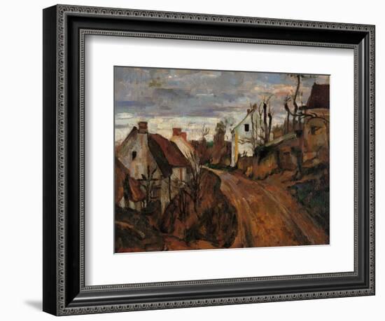 Village Street in Auvers-Paul Cézanne-Framed Giclee Print