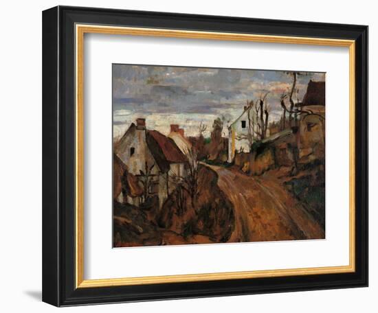 Village Street in Auvers-Paul Cézanne-Framed Giclee Print