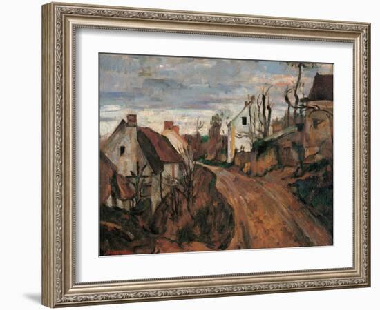 Village Street in Auvers-Paul Cézanne-Framed Art Print