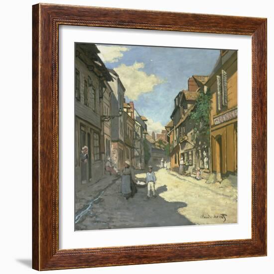 Village Street in Normandy (Rue De La Bavolle, Honfleur), about 1867-Claude Monet-Framed Giclee Print