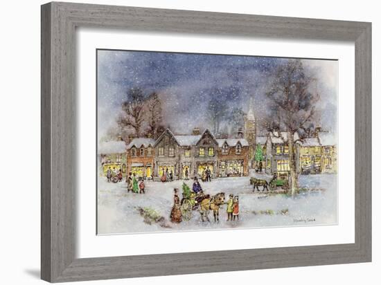 Village Street in the Snow-Stanley Cooke-Framed Premium Giclee Print