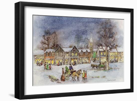 Village Street in the Snow-Stanley Cooke-Framed Premium Giclee Print