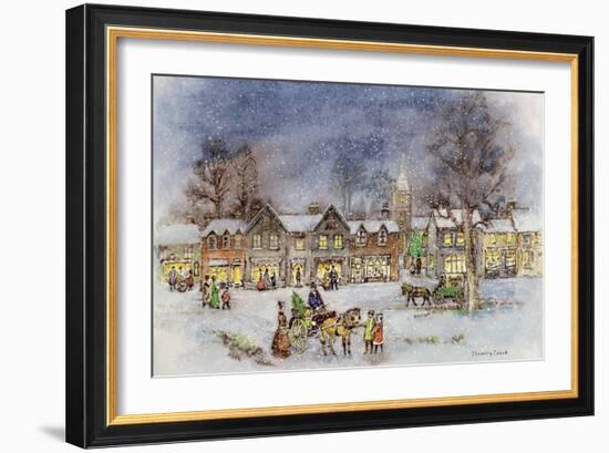Village Street in the Snow-Stanley Cooke-Framed Giclee Print