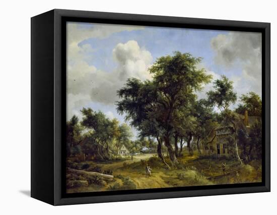 Village Street under Trees, about 1665-Meindert Hobbema-Framed Premier Image Canvas