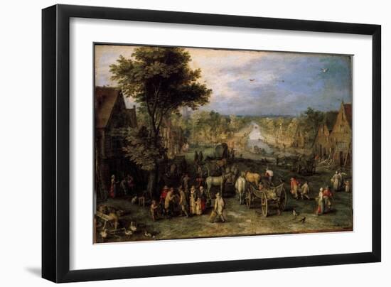 Village with Carts (Painting, 1607)-Jan the Elder Brueghel-Framed Giclee Print