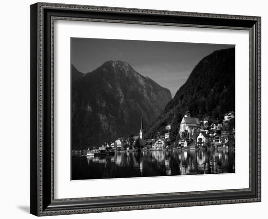 Village with Mountains and Lake, Hallstatt, Salzkammergut, Austria-Steve Vidler-Framed Photographic Print