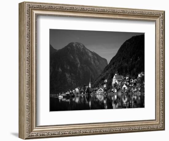 Village with Mountains and Lake, Hallstatt, Salzkammergut, Austria-Steve Vidler-Framed Photographic Print