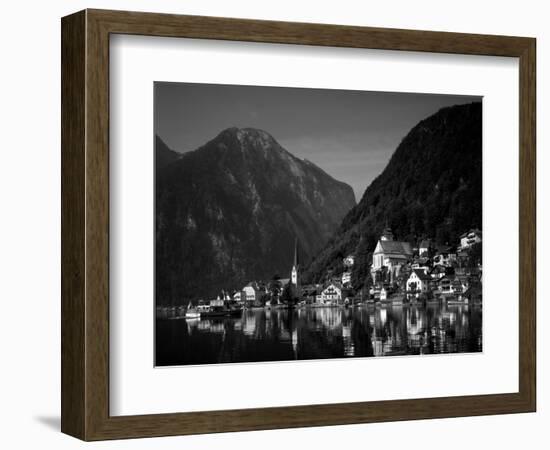 Village with Mountains and Lake, Hallstatt, Salzkammergut, Austria-Steve Vidler-Framed Photographic Print