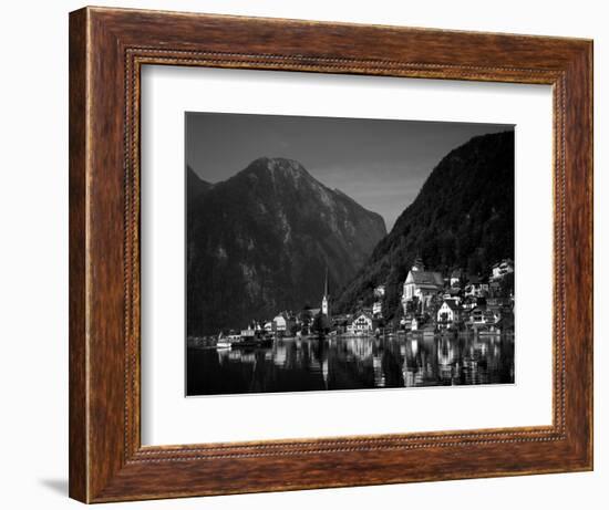 Village with Mountains and Lake, Hallstatt, Salzkammergut, Austria-Steve Vidler-Framed Photographic Print