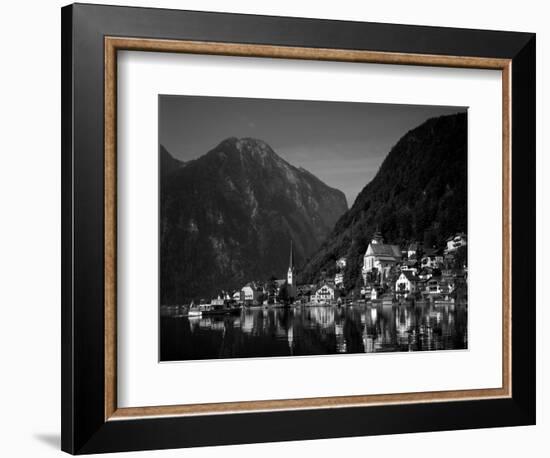 Village with Mountains and Lake, Hallstatt, Salzkammergut, Austria-Steve Vidler-Framed Photographic Print