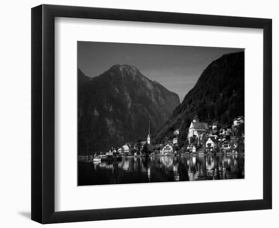 Village with Mountains and Lake, Hallstatt, Salzkammergut, Austria-Steve Vidler-Framed Photographic Print