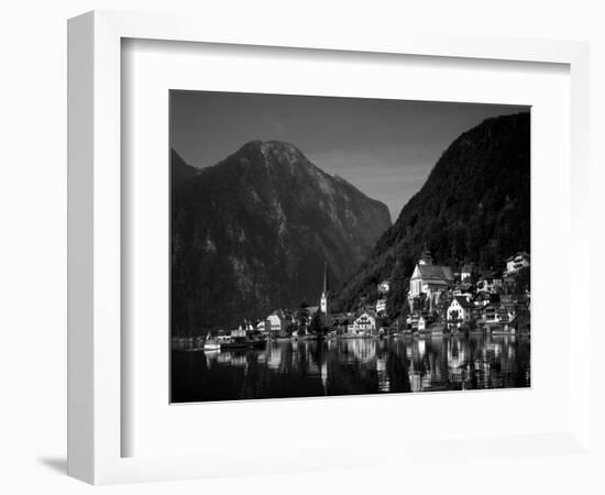 Village with Mountains and Lake, Hallstatt, Salzkammergut, Austria-Steve Vidler-Framed Photographic Print