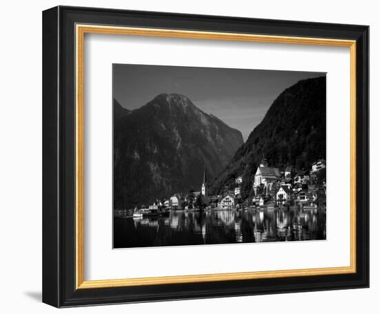 Village with Mountains and Lake, Hallstatt, Salzkammergut, Austria-Steve Vidler-Framed Photographic Print