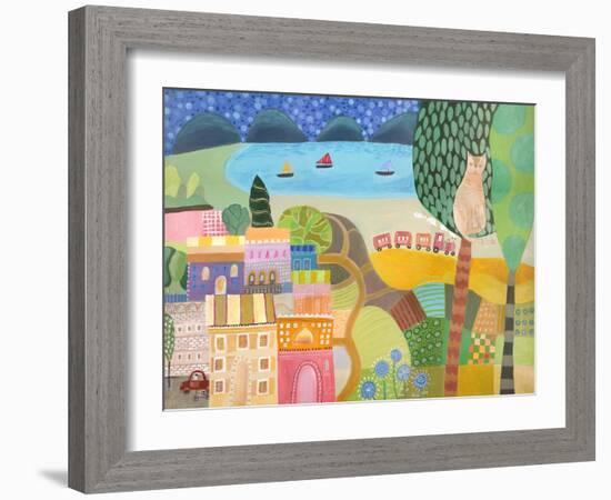 Village with Train-Nathaniel Mather-Framed Giclee Print