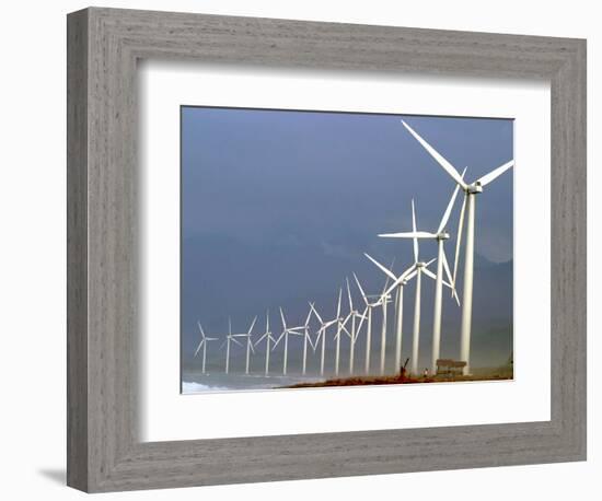 Villagers are Dwarfed by Giant Windmills Built by the Danish Development Agency-null-Framed Photographic Print