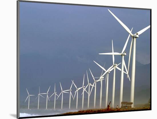 Villagers are Dwarfed by Giant Windmills Built by the Danish Development Agency-null-Mounted Photographic Print