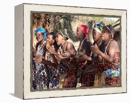 Villagers Dancing in Motion, Kxoe Village, Kwando River Area, Caprivi Strip, Eastern Namibia-Kim Walker-Framed Premier Image Canvas