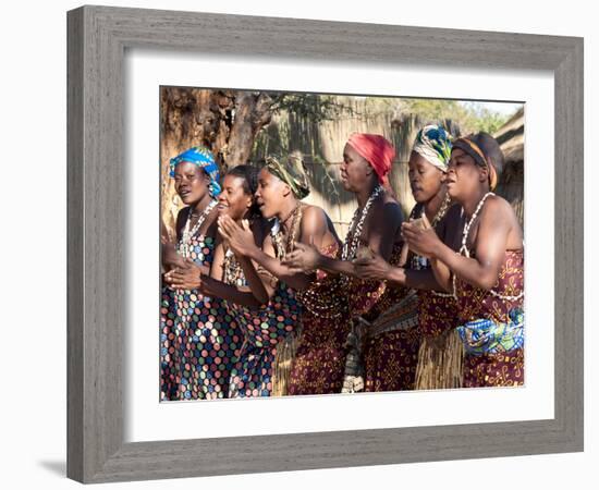 Villagers Dancing in Motion, Kxoe Village, Kwando River Area, Caprivi Strip, Eastern Namibia-Kim Walker-Framed Photographic Print