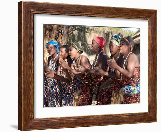 Villagers Dancing in Motion, Kxoe Village, Kwando River Area, Caprivi Strip, Eastern Namibia-Kim Walker-Framed Photographic Print