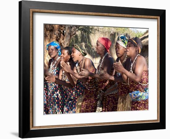 Villagers Dancing in Motion, Kxoe Village, Kwando River Area, Caprivi Strip, Eastern Namibia-Kim Walker-Framed Photographic Print