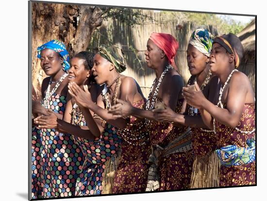 Villagers Dancing in Motion, Kxoe Village, Kwando River Area, Caprivi Strip, Eastern Namibia-Kim Walker-Mounted Photographic Print