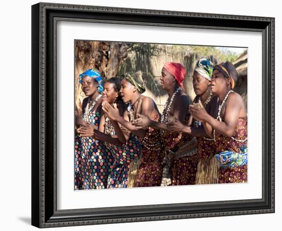 Villagers Dancing in Motion, Kxoe Village, Kwando River Area, Caprivi Strip, Eastern Namibia-Kim Walker-Framed Photographic Print