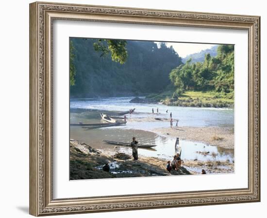 Villagers on Banks of Nam Tha River, a Tributary of the Mekong, South of Luang Nam Tha, Indochina-Richard Ashworth-Framed Photographic Print