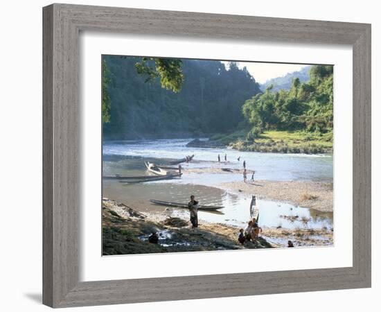 Villagers on Banks of Nam Tha River, a Tributary of the Mekong, South of Luang Nam Tha, Indochina-Richard Ashworth-Framed Photographic Print