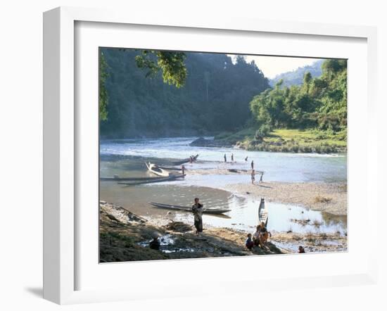 Villagers on Banks of Nam Tha River, a Tributary of the Mekong, South of Luang Nam Tha, Indochina-Richard Ashworth-Framed Photographic Print