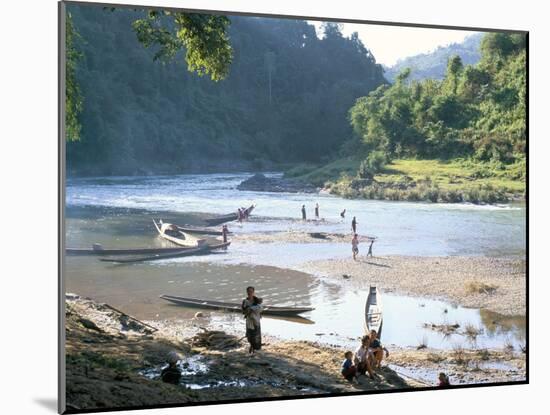 Villagers on Banks of Nam Tha River, a Tributary of the Mekong, South of Luang Nam Tha, Indochina-Richard Ashworth-Mounted Photographic Print