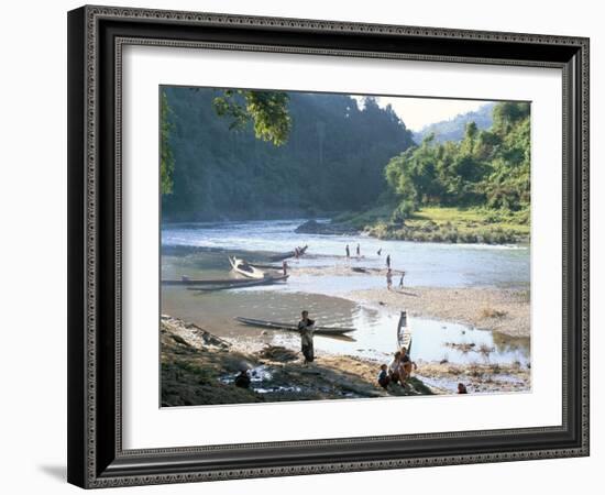 Villagers on Banks of Nam Tha River, a Tributary of the Mekong, South of Luang Nam Tha, Indochina-Richard Ashworth-Framed Photographic Print