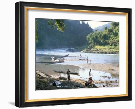 Villagers on Banks of Nam Tha River, a Tributary of the Mekong, South of Luang Nam Tha, Indochina-Richard Ashworth-Framed Photographic Print